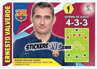 Sticker ENTRENADOR FC BARCELONA - Ernesto Valverde (8) - Liga Spagnola 2017-2018 n. 8 - Colecciones ESTE
