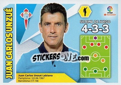 Sticker ENTRENADOR RC CELTA - Juan Carlos Unzué (12) - Liga Spagnola 2017-2018 n. 12 - Colecciones ESTE