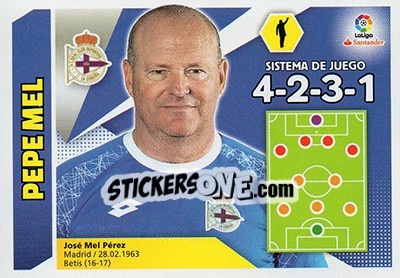 Sticker ENTRENADOR DEPORTIVO - Pepe Mel (14) - Liga Spagnola 2017-2018 n. 14 - Colecciones ESTE