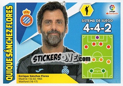 Sticker ENTRENADOR RCD ESPANYOL - Quique Sánchez Flores (18) - Liga Spagnola 2017-2018 n. 18 - Colecciones ESTE