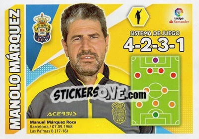 Figurina ENTRENADOR UD LAS PALMAS - Manolo Márquez - Liga Spagnola 2017-2018 n. 24 - Colecciones ESTE