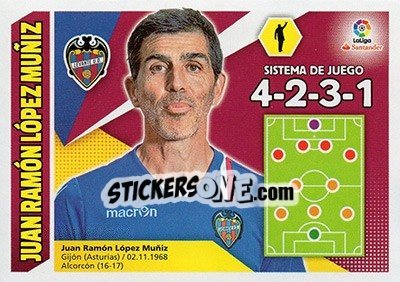 Sticker ENTRENADOR LEVANTE - Juan Ramón López Muñiz (28) - Liga Spagnola 2017-2018 n. 28 - Colecciones ESTE