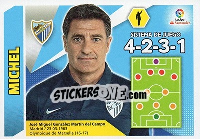 Sticker ENTRENADOR MÁLAGA - Míchel González (32) - Liga Spagnola 2017-2018 n. 32 - Colecciones ESTE