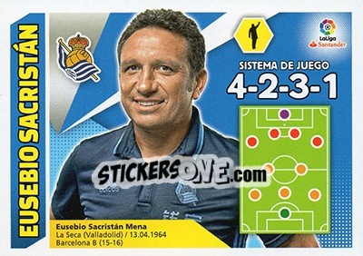 Sticker ENTRENADOR REAL SOCIEDAD - Eusebio Sacristán (34) - Liga Spagnola 2017-2018 n. 34 - Colecciones ESTE