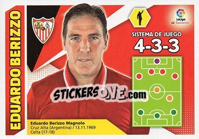 Sticker ENTRENADOR SEVILLA - Eduardo Berizzo (36) - Liga Spagnola 2017-2018 - Colecciones ESTE