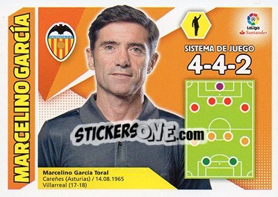 Cromo ENTRENADOR VALENCIA - Marcelino García Toral (38) - Liga Spagnola 2017-2018 - Colecciones ESTE