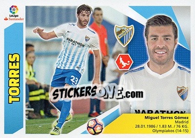 Sticker Miguel Torres (6) - Liga Spagnola 2017-2018 n. 496 - Colecciones ESTE