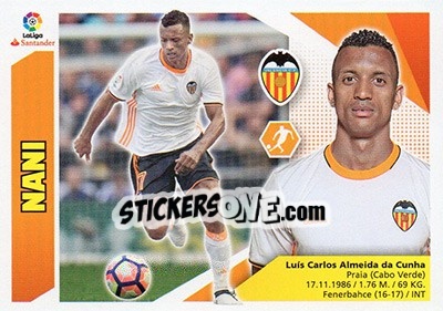 Sticker Nani (12) - Liga Spagnola 2017-2018 n. 594 - Colecciones ESTE
