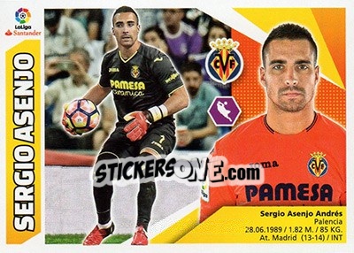 Sticker Sergio Asenjo (1) - Liga Spagnola 2017-2018 n. 611 - Colecciones ESTE