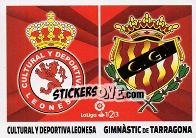 Sticker Escudos LaLiga 1|2|3 - Cultural Leonesa / Gimnástic (4) - Liga Spagnola 2017-2018 n. 674 - Colecciones ESTE