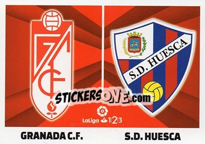 Sticker Escudos LaLiga 1|2|3 - Granada / Huesca (5) - Liga Spagnola 2017-2018 n. 675 - Colecciones ESTE