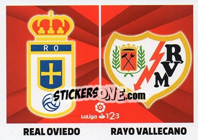 Sticker Escudos LaLiga 1|2|3 - Oviedo / Rayo Vallecano (8) - Liga Spagnola 2017-2018 n. 678 - Colecciones ESTE