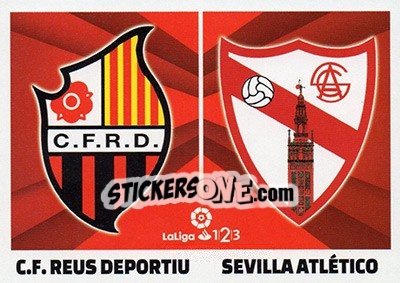 Sticker Escudos LaLiga 1|2|3 - Reus / Sevilla Atlético (9) - Liga Spagnola 2017-2018 n. 679 - Colecciones ESTE