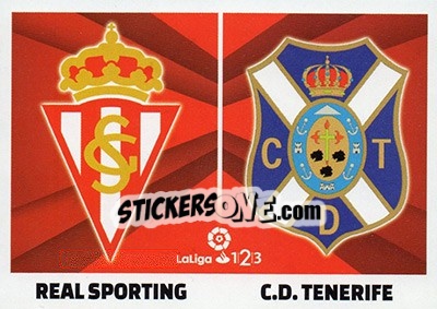 Sticker Escudos LaLiga 1|2|3 - Sporting / Tenerife (10) - Liga Spagnola 2017-2018 n. 680 - Colecciones ESTE