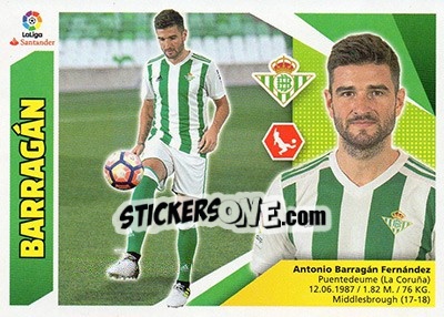Sticker 3 Barragán (Real Betis) - Liga Spagnola 2017-2018 - Colecciones ESTE
