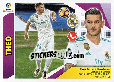 Sticker 5 Theo Hernández (Real Madrid) - Liga Spagnola 2017-2018 n. 695 - Colecciones ESTE