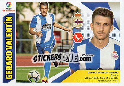 Cromo 12 Gerard Valentín (Deportivo La Coruña) - Liga Spagnola 2017-2018 n. 702 - Colecciones ESTE
