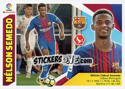 Sticker 14 Nélson Semedo (FC Barcelona) - Liga Spagnola 2017-2018 - Colecciones ESTE