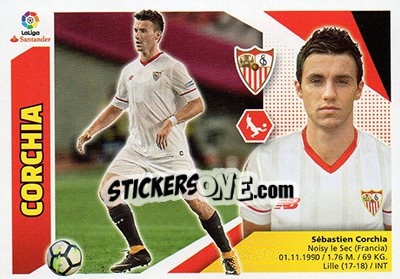 Sticker 18 Corchia (Sevilla FC) - Liga Spagnola 2017-2018 n. 708 - Colecciones ESTE