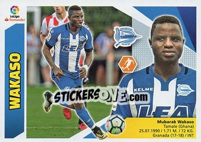 Sticker 20 Wakaso (Deportivo Alavés) - Liga Spagnola 2017-2018 n. 710 - Colecciones ESTE