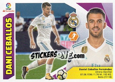 Sticker 23 Dani Ceballos (Real Madrid) - Liga Spagnola 2017-2018 n. 713 - Colecciones ESTE