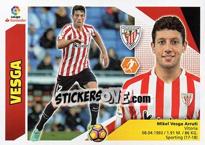 Cromo 24 Vesga (Athletic Club) - Liga Spagnola 2017-2018 - Colecciones ESTE