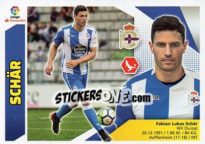 Sticker 27 Schär (Deportivo La Coruña) - Liga Spagnola 2017-2018 - Colecciones ESTE