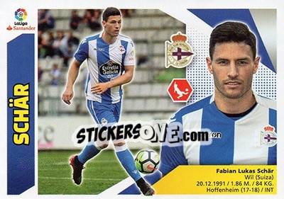 Sticker 27 Schär (Deportivo La Coruña) - Liga Spagnola 2017-2018 n. 717 - Colecciones ESTE