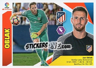 Sticker Oblak (1) - Liga Spagnola 2017-2018 n. 101 - Colecciones ESTE