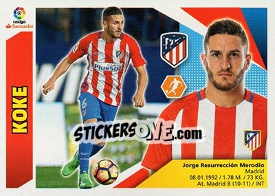 Sticker Koke (9) - Liga Spagnola 2017-2018 n. 111 - Colecciones ESTE