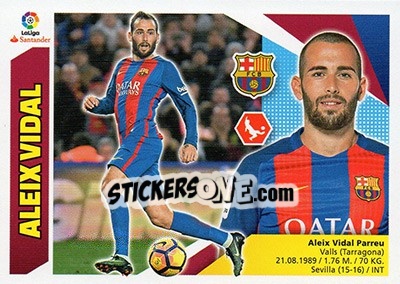 Sticker Aleix Vidal (3B) - Liga Spagnola 2017-2018 n. 134 - Colecciones ESTE