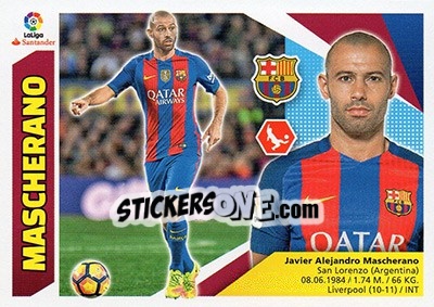 Sticker Mascherano (5) - Liga Spagnola 2017-2018 n. 136 - Colecciones ESTE