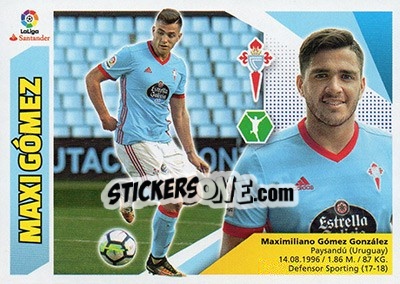Sticker Maxi Gómez (15) - Liga Spagnola 2017-2018 n. 208 - Colecciones ESTE