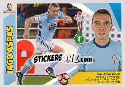 Sticker Iago Aspas (16) - Liga Spagnola 2017-2018 n. 209 - Colecciones ESTE