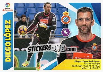 Sticker Diego López (1) - Liga Spagnola 2017-2018 n. 281 - Colecciones ESTE