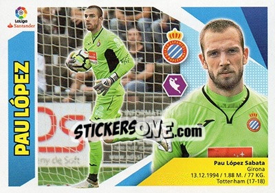Sticker Pau López (2) - Liga Spagnola 2017-2018 n. 282 - Colecciones ESTE