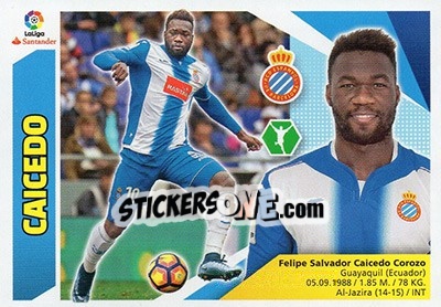 Sticker Felipe Caicedo (15A) - Liga Spagnola 2017-2018 n. 297 - Colecciones ESTE
