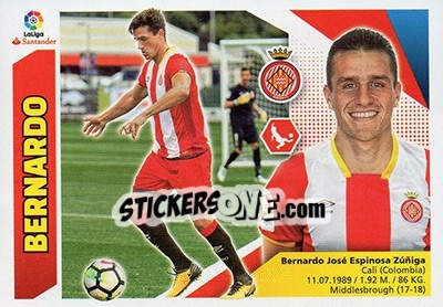 Sticker Bernardo (4A) - Liga Spagnola 2017-2018 n. 344 - Colecciones ESTE