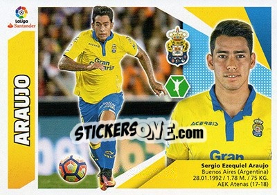 Sticker Araujo (16) - Liga Spagnola 2017-2018 n. 389 - Colecciones ESTE