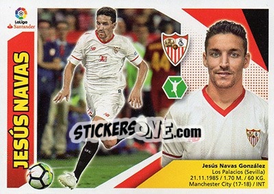Sticker 34 Jesús Navas (Sevilla FC) - Liga Spagnola 2017-2018 n. 724 - Colecciones ESTE