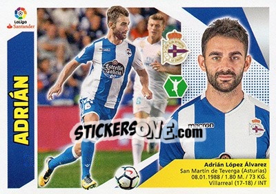 Sticker 36 Adrian Lopez (Deportivo La Coruña) - Liga Spagnola 2017-2018 n. 726 - Colecciones ESTE