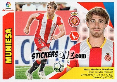 Sticker 38 Muniesa (Girona FC) - Liga Spagnola 2017-2018 n. 728 - Colecciones ESTE