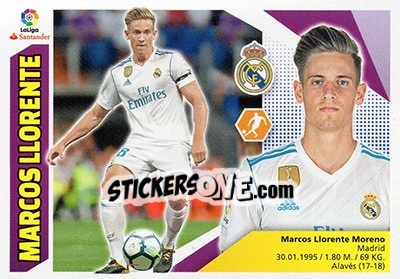 Sticker 39 Marcos Llorente (Real Madrid) - Liga Spagnola 2017-2018 - Colecciones ESTE