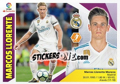 Sticker 39 Marcos Llorente (Real Madrid) - Liga Spagnola 2017-2018 n. 729 - Colecciones ESTE