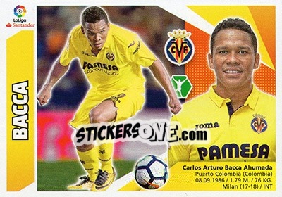 Cromo 41 Bacca (Villarreal CF) - Liga Spagnola 2017-2018 - Colecciones ESTE