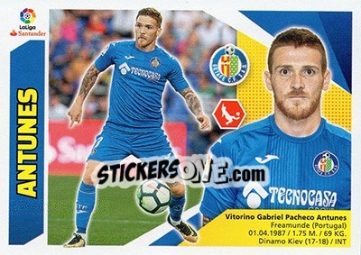 Sticker 43 Antunes (Getafe CF) - Liga Spagnola 2017-2018 - Colecciones ESTE