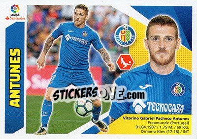 Sticker 43 Antunes (Getafe CF) - Liga Spagnola 2017-2018 n. 733 - Colecciones ESTE