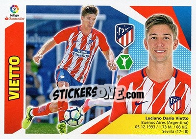 Sticker 44 Vietto (Atlético de Madrid) - Liga Spagnola 2017-2018 n. 734 - Colecciones ESTE