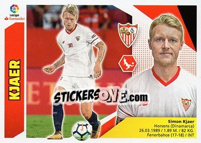 Cromo 45 Kjaer (Sevilla FC) - Liga Spagnola 2017-2018 - Colecciones ESTE