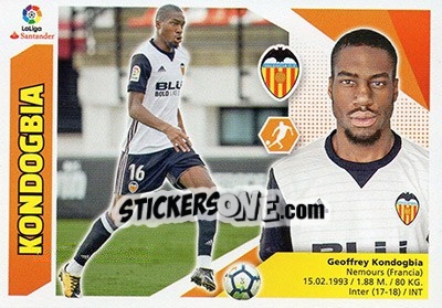 Sticker 48 Kondogbia (Valencia CF) - Liga Spagnola 2017-2018 - Colecciones ESTE
